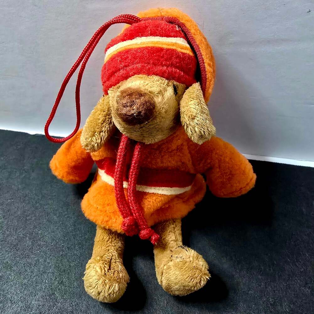 Vintage Bath & Body Works Puppy Ornament Plush Dog Hoodie Christmas Y2K 6"